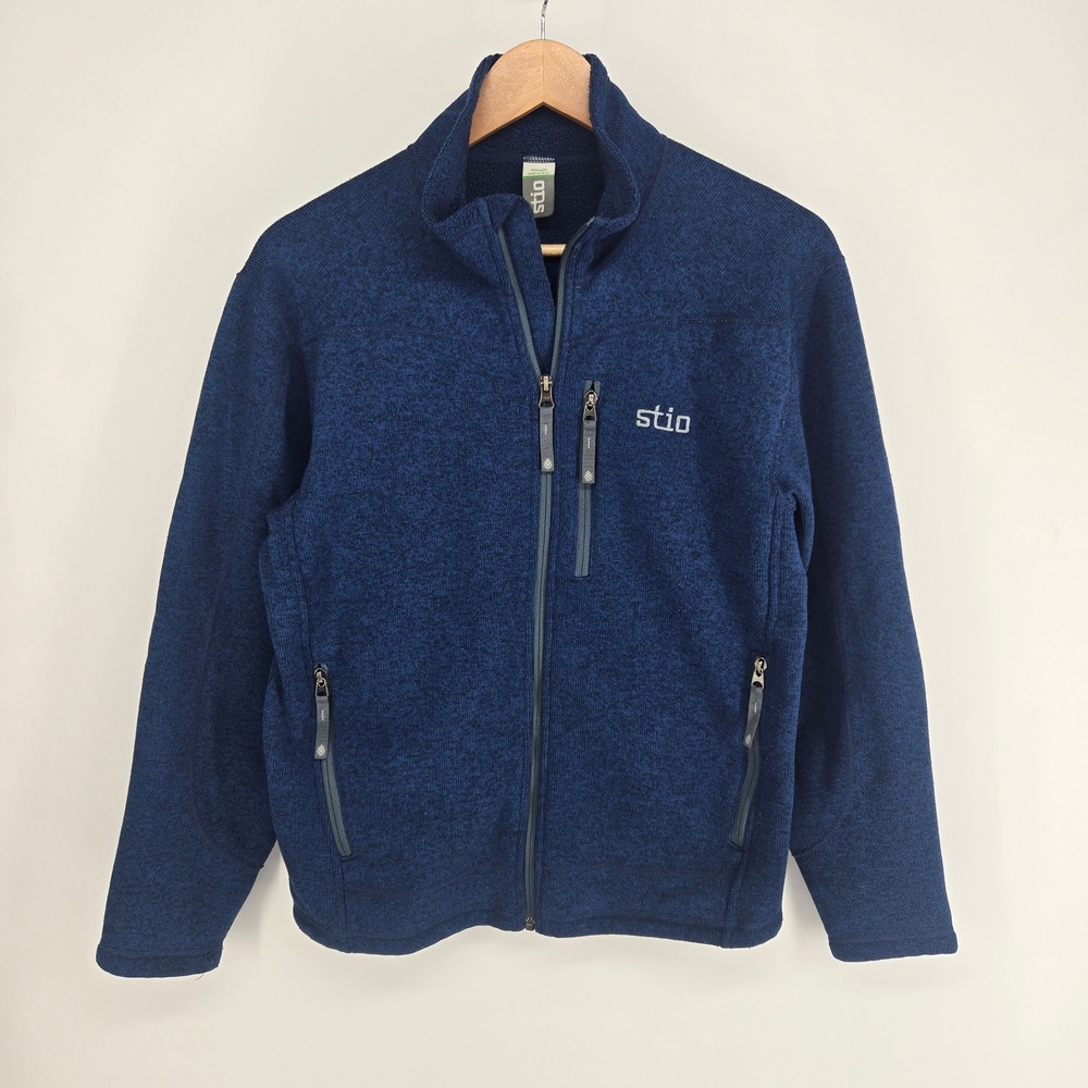 Stio Wilcox Fleece Jacket Mens Small Blue Full Zip Sweater Hiking  Jacket